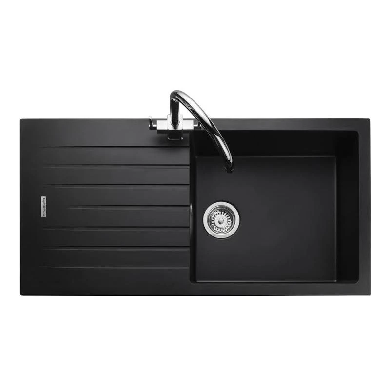 Rangemaster Andesite 1 Bowl Igneous Granite Kitchen Sink - Ash Black - AND1051AS/ 1 Rangemaster Andesite 1 Bowl Igneous Granite Kitchen Sink - Ash Black - AND1051AS/