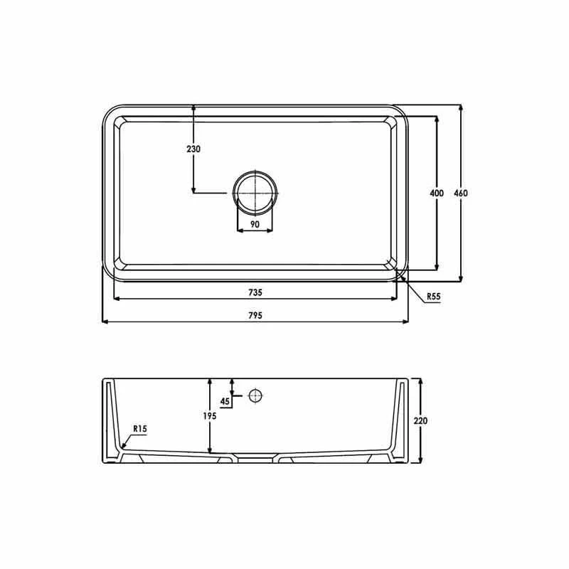 Abode Provincial Single Bowl Ceramic Kitchen Sink - White - AW1020 4 Abode Provincial Single Bowl Ceramic Kitchen Sink - White - AW1020 - Image 4