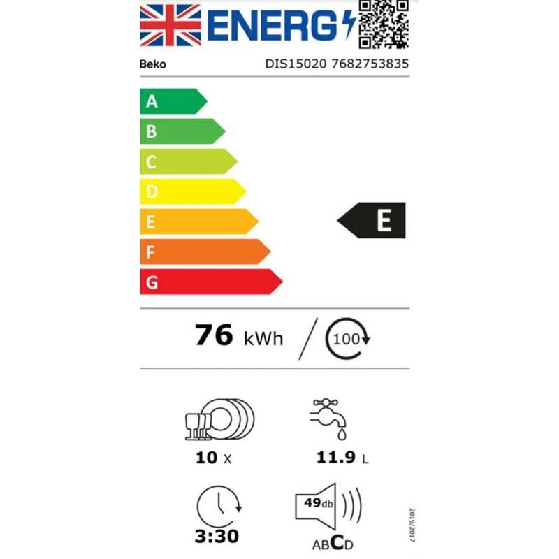 Beko DIS15020 Integrated 5 Programme Dishwasher - White 5 Beko DIS15020 Integrated 5 Programme Dishwasher - White - Image 5