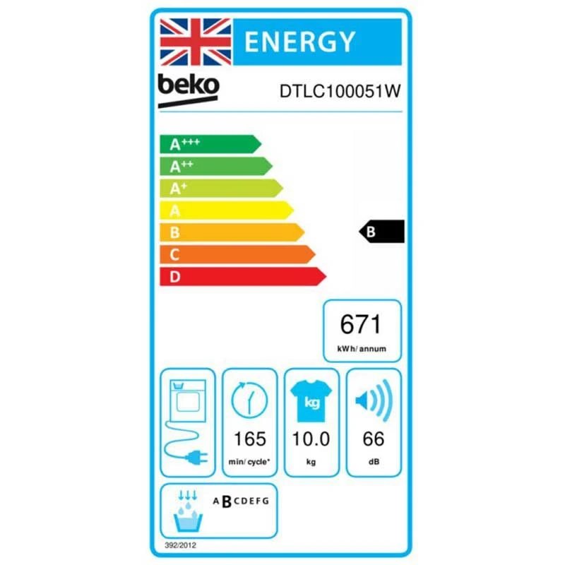 Beko DTLC100051W Freestanding 10kg Condenser Tumble Dryer - White 4 Beko DTLC100051W Freestanding 10kg Condenser Tumble Dryer - White - Image 4