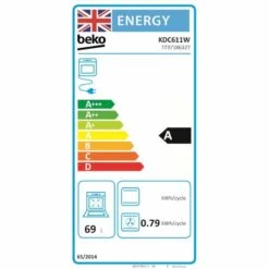 Beko KDC611W 60cm Electric Double Oven Ceramic Cooker - White -Blanco Shop b e beko kdc611w energy label 1