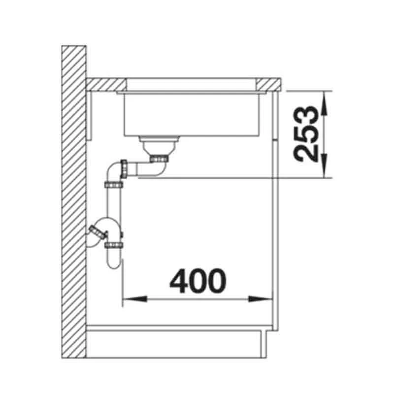 Blanco SUBLINE 160-U Silgranit 1 Bowl Undermount Kitchen Sink With Manual InFino Waste - Volcano Grey - 526799 3 Blanco SUBLINE 160-U Silgranit 1 Bowl Undermount Kitchen Sink With Manual InFino Waste - Volcano Grey - 526799 - Image 3