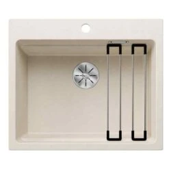 Blanco ETAGON 6 Silgranit 1 Bowl Inset Kitchen Sink With Manual InFino Waste - Soft White - 527076