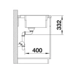 Blanco ETAGON 6 Silgranit 1 Bowl Inset Kitchen Sink With Manual InFino Waste - Soft White - 527076 -Blanco Shop b l blanco 527076 side view dimensions