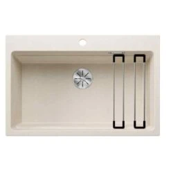 Blanco ETAGON 8 Silgranit 1 Bowl Inset Kitchen Sink With Manual InFino Waste - Soft White - 527079
