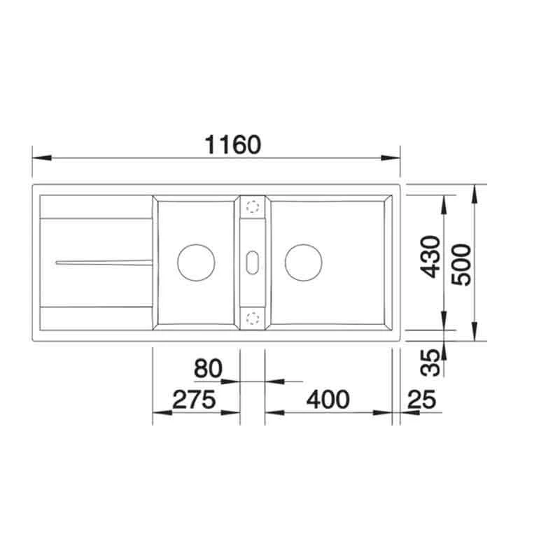 Blanco METRA 8 S Silgranit 1.5 Bowl Inset Reversible Kitchen Sink - Soft White - 527120 2 Blanco METRA 8 S Silgranit 1.5 Bowl Inset Reversible Kitchen Sink - Soft White - 527120 - Image 2
