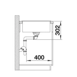 Blanco AXIA III XL 6 S Silgranit 1 Bowl Inset Reversible Kitchen Sink With Drain Remote Control - Volcano Grey - 527234 -Blanco Shop b l blanco 527234 side view dimensions