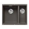 Blanco SUBLINE 340/160-U LH Silgranit 2 Bowl Undermount Kitchen Sink With Manual InFino Waste - Volcano Grey - 527345