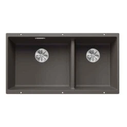 Blanco SUBLINE 480/320-U LH Silgranit 2 Bowl Undermount Kitchen Sink With Manual InFino Waste - Volcano Grey - 527351