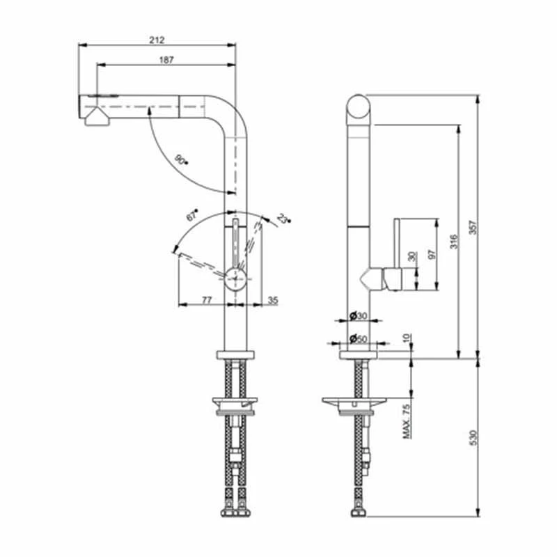Prima+ Mosa Single Lever L-Shaped Tall Mixer Kitchen Tap - Chrome - BPR552 1 Prima+ Mosa Single Lever L-Shaped Tall Mixer Kitchen Tap - Chrome - BPR552