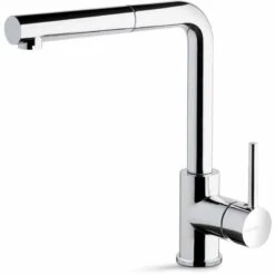 Prima+ Riace Single Lever L-Shaped Mixer Kitchen Tap With Pull Out - Chrome - BPR554
