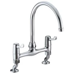 Bristan Value Lever Bridge Deck Kitchen Mixer Tap - Chrome - VAL2 BRDSM C CD