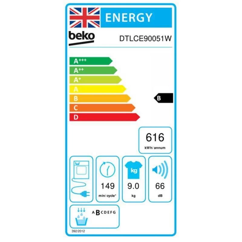 Beko DTLCE90051W Freestanding 9kg Condenser Tumble Dryer - White 4 Beko DTLCE90051W Freestanding 9kg Condenser Tumble Dryer - White - Image 4