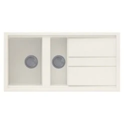 Reginox BEST 475 Elleci Granite 1.5 Bowl Kitchen Sink - Reversible Granitek Cream - BEST 475 C