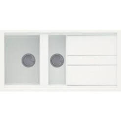 Reginox BEST 475 Elleci Granite 1.5 Bowl Kitchen Sink - Reversible Granitek White - BEST 475 W