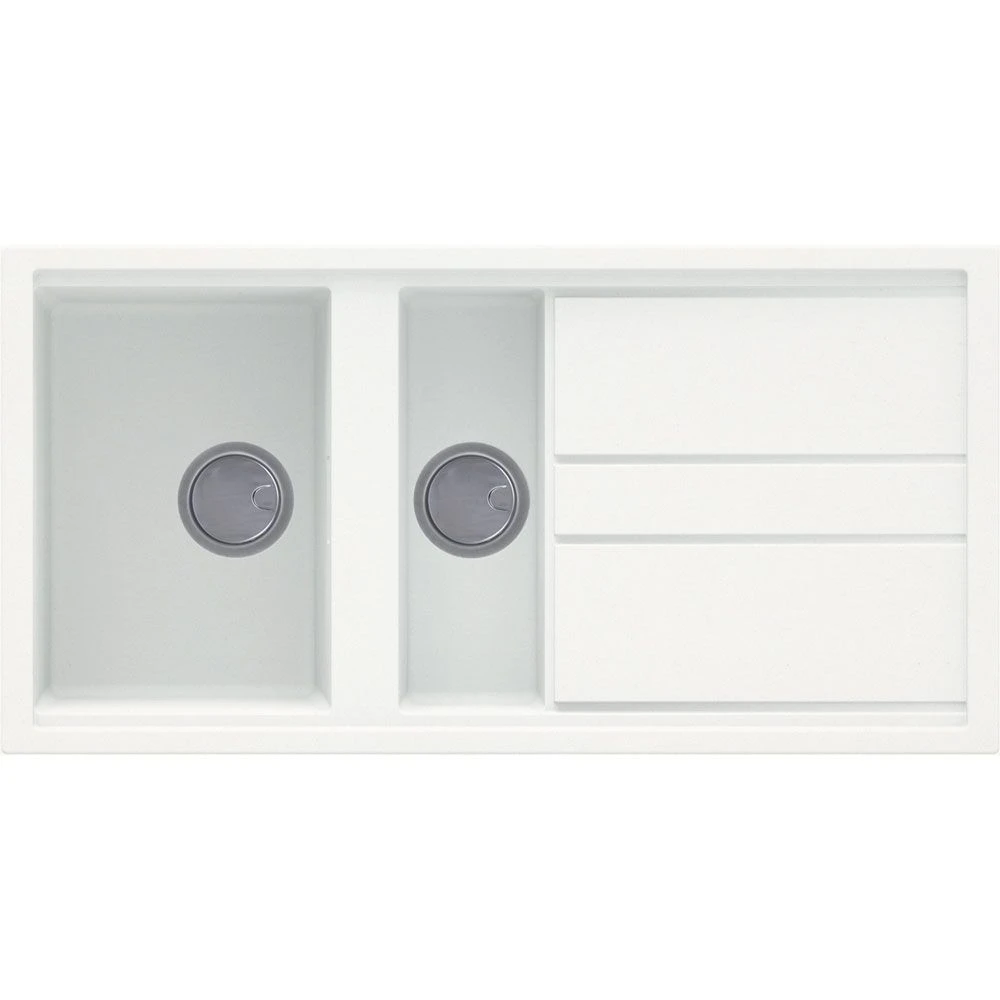 Reginox BEST 475 Elleci Granite 1.5 Bowl Kitchen Sink - Reversible Granitek White - BEST 475 W 1 Reginox BEST 475 Elleci Granite 1.5 Bowl Kitchen Sink - Reversible Granitek White - BEST 475 W