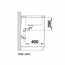 Blanco ANDANO 400/400-U 2 Bowl Undermount Stainless Steel Kitchen Sink With Manual InFino Drain System - Satin Polish - 522987 -Blanco Shop bl467040 side view