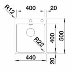 Blanco ANDANO 400-IF/A 1 Bowl Inset Stainless Steel Kitchen Sink With Remote Control InFino Drain System - Satin Polish - 525244 -Blanco Shop blanco andano 525244 dimensions 1