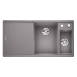 Blanco AXIA III 6 S 1.5 Bowl Inset Silgranit Kitchen Sink With Remote Control InFino Drain System - Alumetallic - 523474