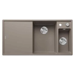 Blanco AXIA III 6 S 1.5 Bowl Inset Silgranit Kitchen Sink With Remote Control InFino Drain System - Tartufo - 523480
