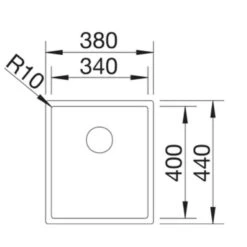 Blanco CLARON 340-U 1 Bowl Undermount Stainless Steel Kitchen Sink With Manual InFino Waste - Satin Polish - 521571 -Blanco Shop blanco claron 521571 dimensions