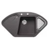 Blanco DELTA II 1.5 Bowl Inset Silgranit Corner Kitchen Sink With Remote Control InFino Drain System - Rock Grey - 523657