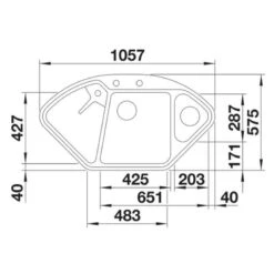 Blanco DELTA II 1.5 Bowl Inset Silgranit Corner Kitchen Sink With Remote Control InFino Drain System - White - 523660 -Blanco Shop blanco delta 523660 dimensions