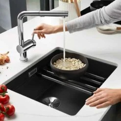 Blanco ETAGON 500-U 1 Bowl Undermount Silgranit Kitchen Sink With Manual InFino Waste - Anthracite - 522227