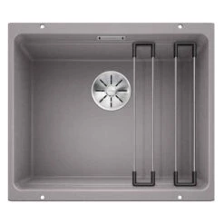 Blanco ETAGON 500-U 1 Bowl Undermount Silgranit Kitchen Sink With Manual InFino Waste - Alumetallic - 522229