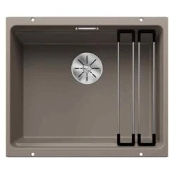 Blanco ETAGON 500-U 1 Bowl Undermount Silgranit Kitchen Sink With Manual InFino Waste - Tartufo - 522234