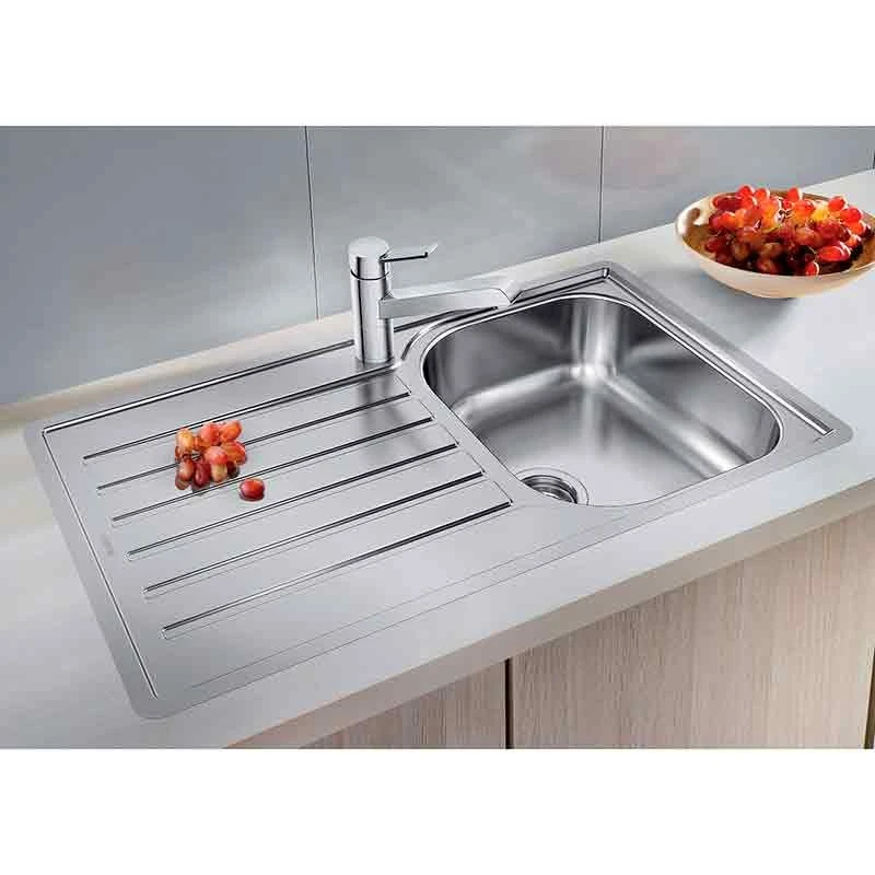 Blanco LANTOS 45 S-IF Salto 1 Bowl Inset Stainless Steel Reversible Kitchen Sink - Brushed Finish - 453631 1 Blanco LANTOS 45 S-IF Salto 1 Bowl Inset Stainless Steel Reversible Kitchen Sink - Brushed Finish - 453631