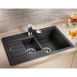 Blanco LEGRA 6 S Compact 1.5 Bowl Inset Silgranit Reversible Kitchen Sink - Alumetallic - 521303