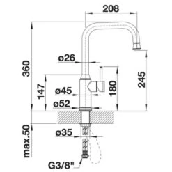 Blanco LIVIA-S Pull-Out Spout Galvanic Chrome Kitchen Tap - Chrome - BM3119CH -Blanco Shop blanco livia s 521288 dimensions