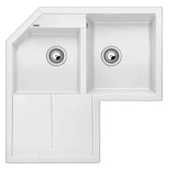 Blanco METRA 9 E 2 Bowl Inset Silgranit Inset Corner Kitchen Sink - White - 515568