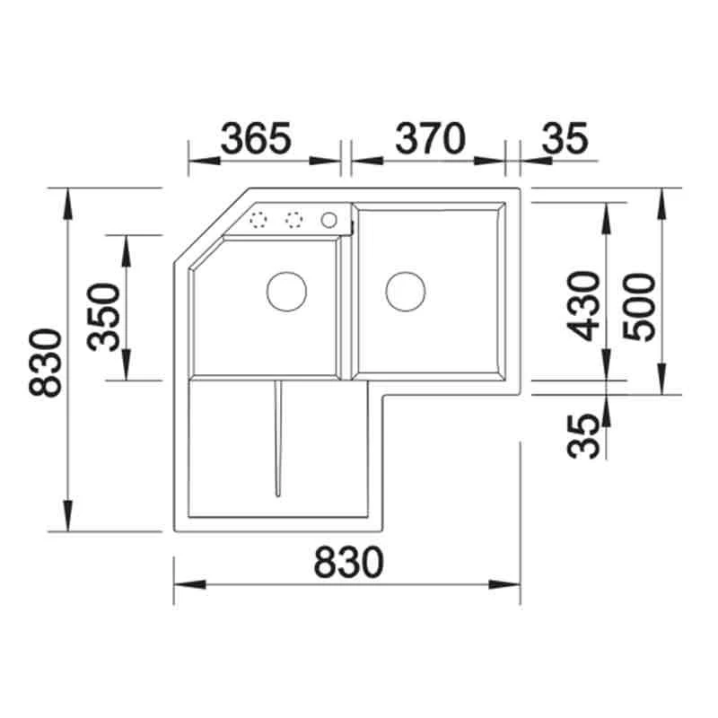 Blanco METRA 9 E 2 Bowl Inset Silgranit Inset Corner Kitchen Sink - White - 515568 2 Blanco METRA 9 E 2 Bowl Inset Silgranit Inset Corner Kitchen Sink - White - 515568 - Image 2
