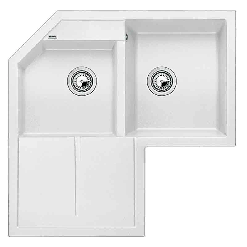 Blanco METRA 9 E 2 Bowl Inset Silgranit Inset Corner Kitchen Sink - White - 515568 1 Blanco METRA 9 E 2 Bowl Inset Silgranit Inset Corner Kitchen Sink - White - 515568