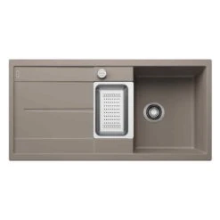 Blanco METRA 6 S 1.5 Bowl Inset Silgranit Reversible Kitchen Sink With Drain Remote Control - Tartufo - 517354