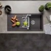 Blanco METRA 6 S 1.5 Bowl Inset Silgranit Reversible Kitchen Sink With Drain Remote Control - Rock Grey - 518877