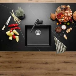 Blanco SUBLINE 500-U 1 Bowl Undermount Silgranit Kitchen Sink With Manual InFino Waste - Anthracite - 523432