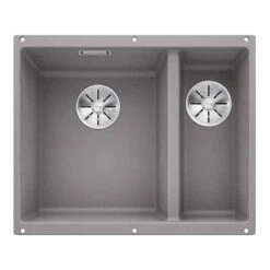Blanco SUBLINE 340/160-U 1.5 Bowl Undermount Silgranit Kitchen Sink With Manual InFino Waste - Alumetallic - 523550