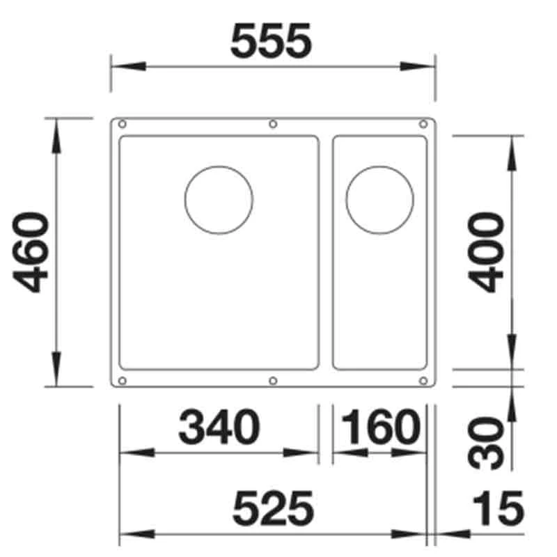 Blanco SUBLINE 340/160-U 1.5 RH Bowl Undermount Silgranit Kitchen Sink With Manual InFino Waste - Rock Grey - 523559 2 Blanco SUBLINE 340/160-U 1.5 RH Bowl Undermount Silgranit Kitchen Sink With Manual InFino Waste - Rock Grey - 523559 - Image 2