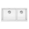 Blanco SUBLINE 480/320-U LH 2 Bowl Undermount Silgranit Kitchen Sink With Manual InFino Waste - White - 523588