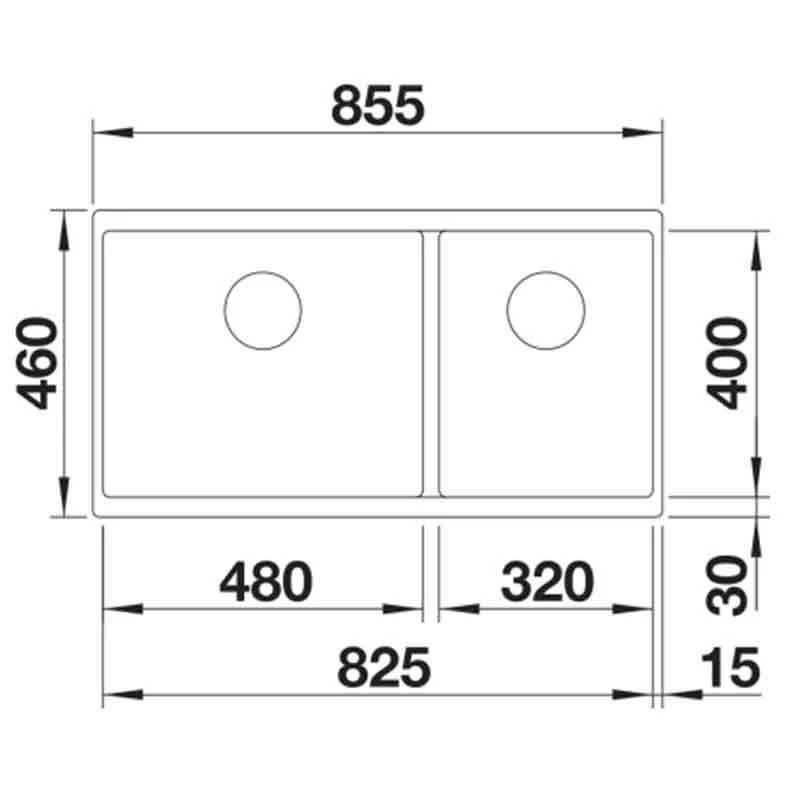 Blanco SUBLINE 480/320-U LH 2 Bowl Undermount Silgranit Kitchen Sink With Manual InFino Waste - Coffee - 523593 2 Blanco SUBLINE 480/320-U LH 2 Bowl Undermount Silgranit Kitchen Sink With Manual InFino Waste - Coffee - 523593 - Image 2