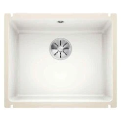Blanco SUBLINE 500-U 1 Bowl Undermount Ceramic Kitchen Sink With Manual InFino Waste - Crystal White - 523733