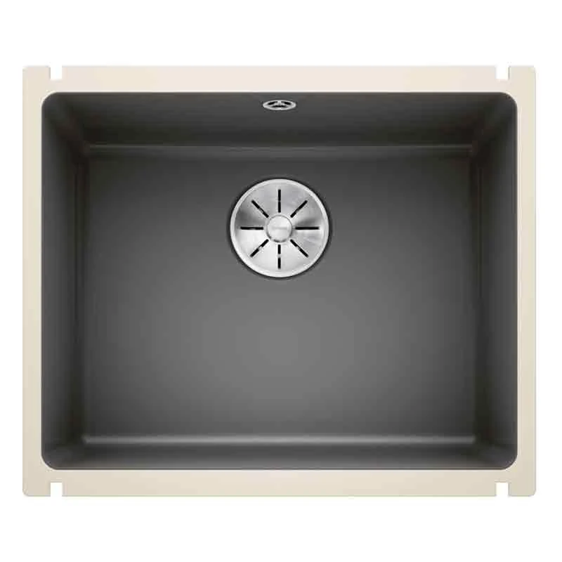Blanco SUBLINE 500-U 1 Bowl Undermount Ceramic Kitchen Sink With Manual InFino Waste - Basalt - 523739 1 Blanco SUBLINE 500-U 1 Bowl Undermount Ceramic Kitchen Sink With Manual InFino Waste - Basalt - 523739
