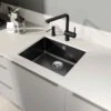 Blanco SUBLINE 500-U 1 Bowl Undermount Ceramic Kitchen Sink With Manual InFino Waste - Black - 523740