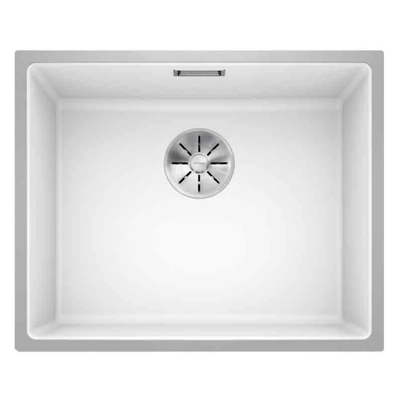 Blanco SUBLINE 500-IF SteelFrame 1 Bowl Inset Silgranit Kitchen Sink With Manual InFino Waste - White - 524110 1 Blanco SUBLINE 500-IF SteelFrame 1 Bowl Inset Silgranit Kitchen Sink With Manual InFino Waste - White - 524110