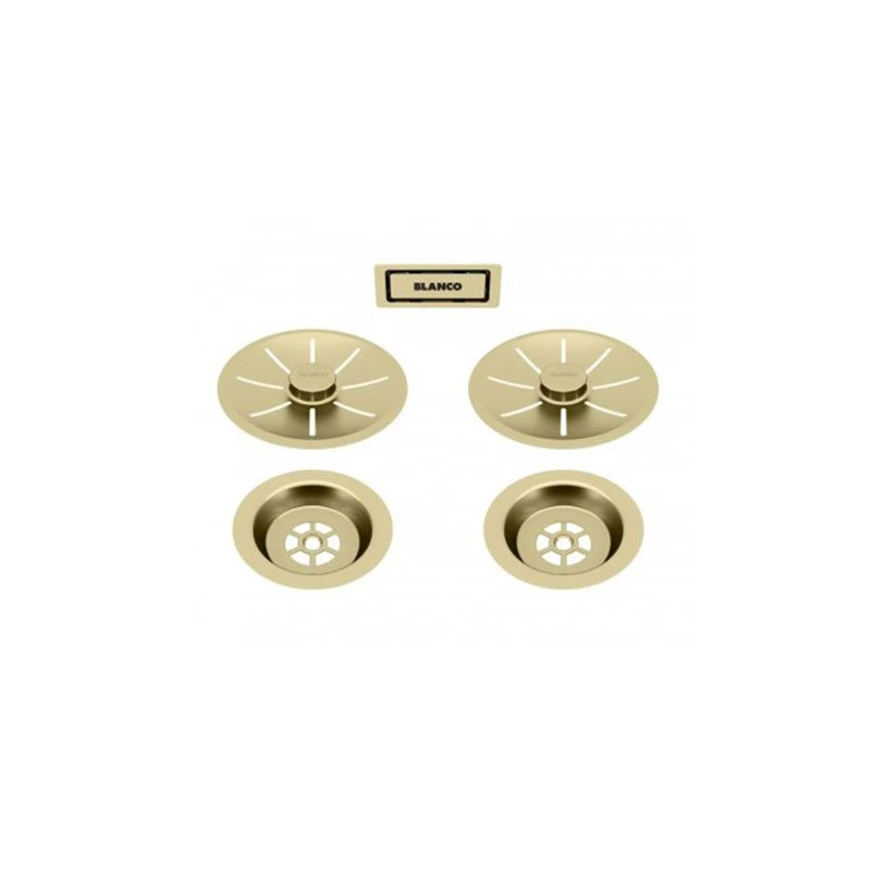 Blanco Infino Waste And Overflow Double Bowl - Satin Gold - 203477 1 Blanco Infino Waste And Overflow Double Bowl - Satin Gold - 203477