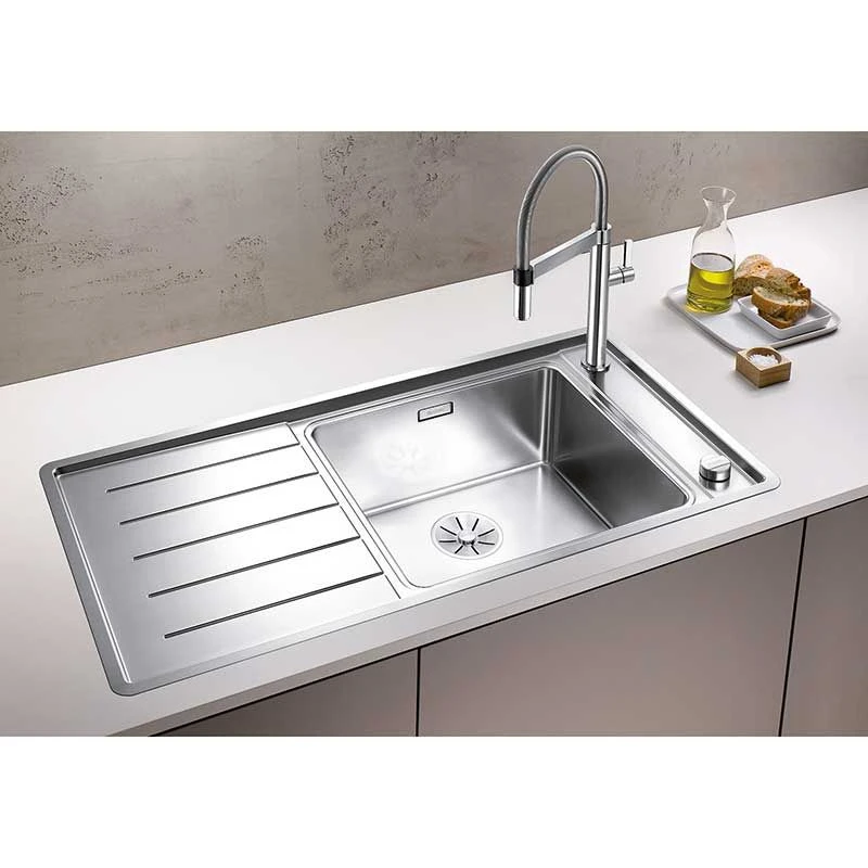 Blanco ANDANO XL 6 S-IF 1 Bowl Inset Stainless Steel Kitchen Sink With Remote Control InFino Drain System - Satin Polish - 522999 1 Blanco ANDANO XL 6 S-IF 1 Bowl Inset Stainless Steel Kitchen Sink With Remote Control InFino Drain System - Satin Polish - 522999