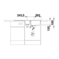 Blanco CLASSIC Pro 6S-IF Stainless Steel 1.5 Bowl Inset Reversible Kitchen Sink With Drain Remote Control - Satin Polish - 523665 -Blanco Shop blanco 523665 front view dimensions